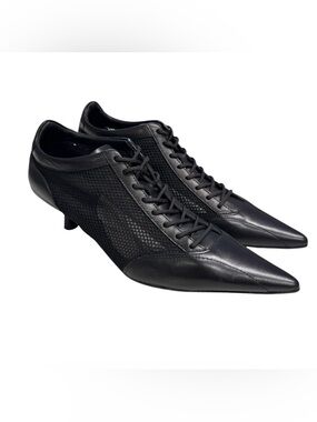 Vagabond Lykke Leather Mesh Black Kitten Heel Pumps Size 38EU 8 US